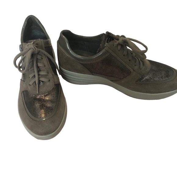 Stonefly Brown‎ Glitter Suede Patent Leather Mid Top Sneaker. Size 7. - Picture 9 of 16